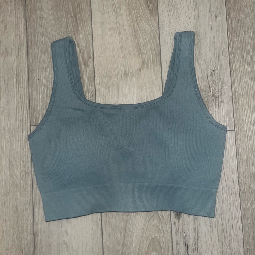 Slate Blue Scoop Neck sports bra